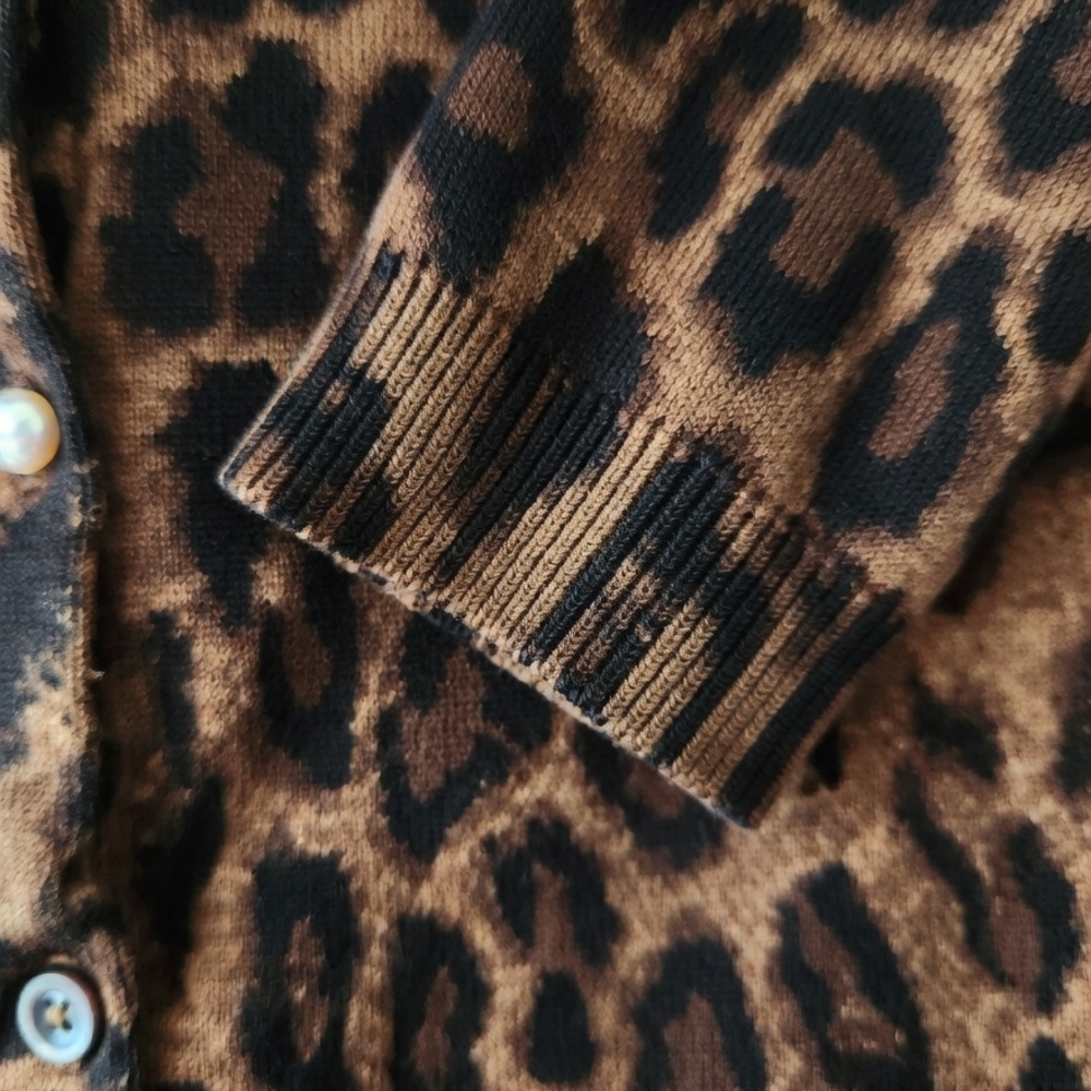 Lauren Ralph Lauren Brown Leopard Print Cardigan Sweater - Picture 4 of 10